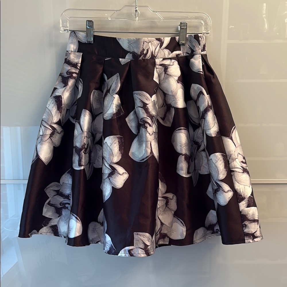 Ina Black and Gray Pleated Skater Mini Skirt